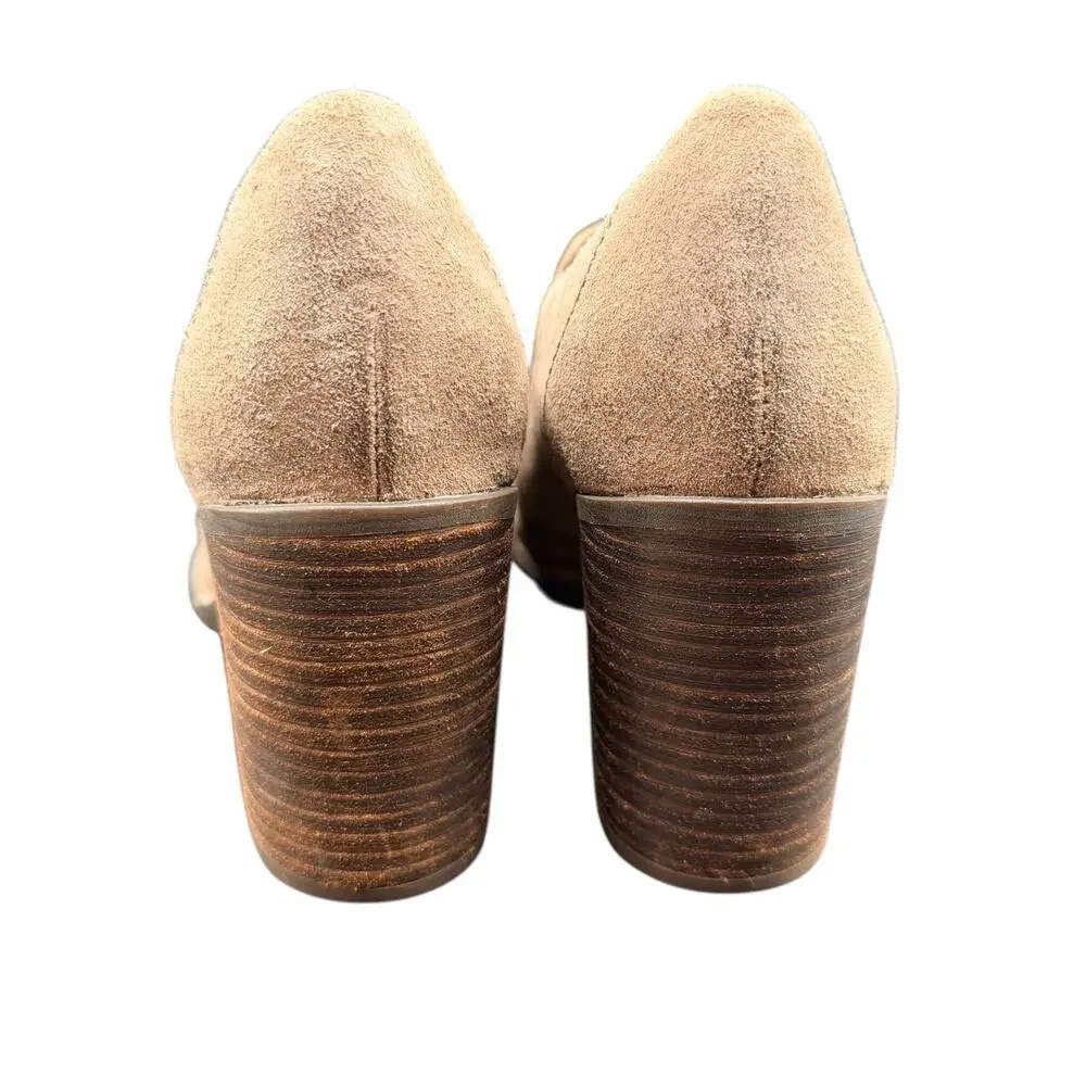 Born Suede Slip On Shootie Booties Women’s 8 Taupe Block Heel Comfort